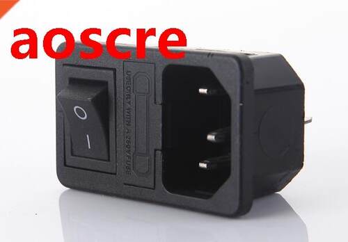 2 Pcs 10A AC Power Inlet Panel Socket w Fuse w Rocker Swit