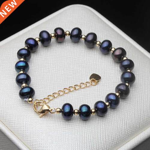 Fashion Natural Freshwater Black Pearl Bracelets For Women,n