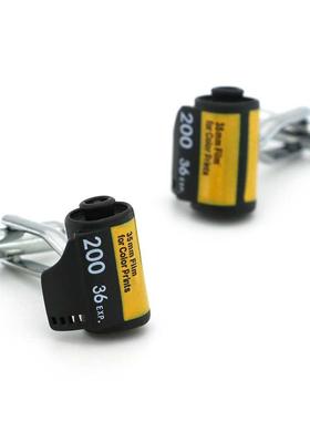 Men	s Camera Roll Film Cuff Links Copper Material Black C