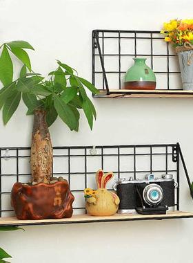 Metal Wall Shelf One-Tier Wood Wall Storage Shelf Rack Iron