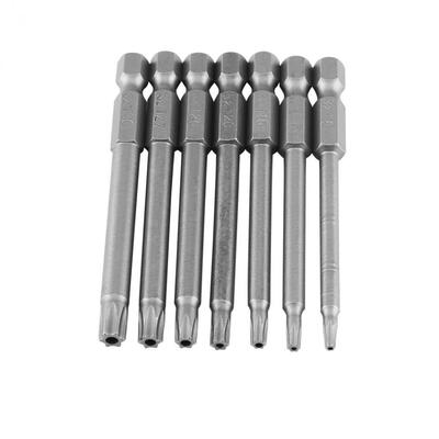 7pcs S2 Steel Torx Bit Set Bits 75mm 1/4 Inch Hex Shank T8-T