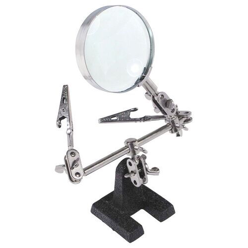 3 Hand Iron Stand Tool With Magnifying Glasses Alligator Cli