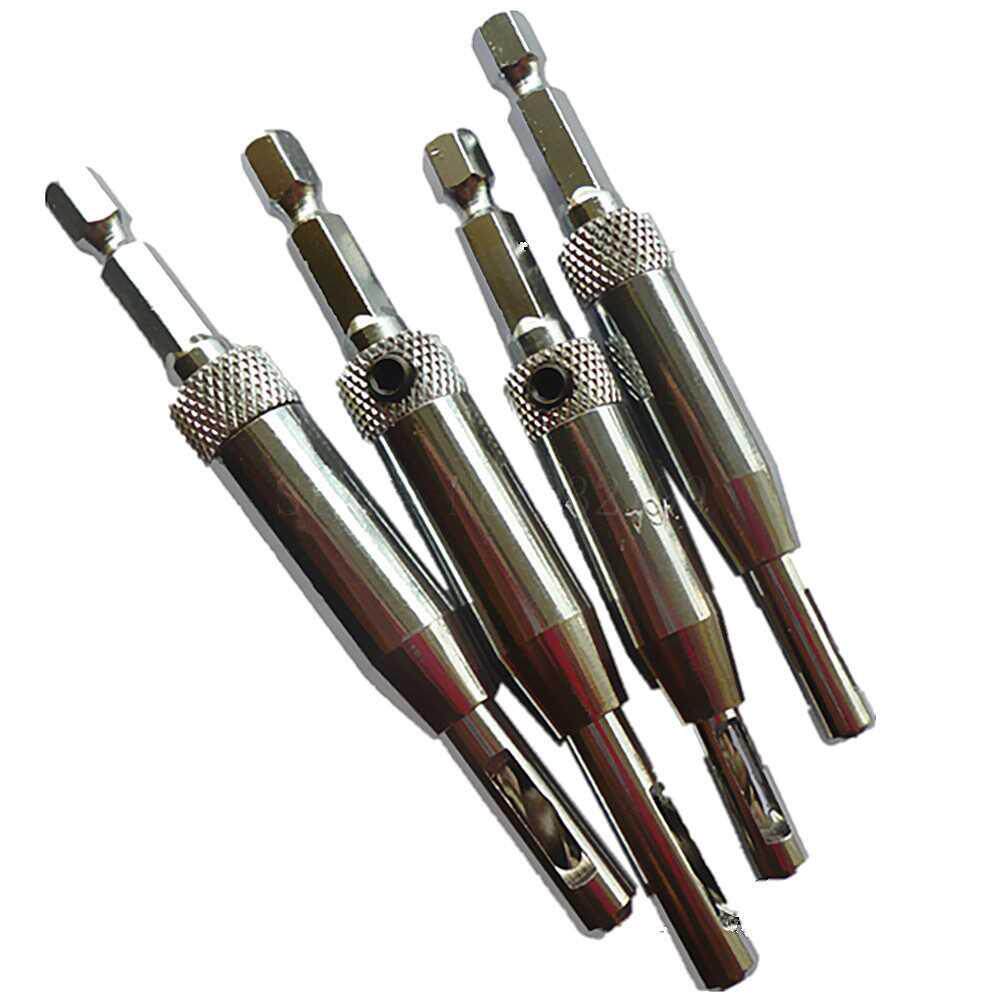 4pcs Door Lock Self Centering Hinge Drill Bit Set Hss Drill