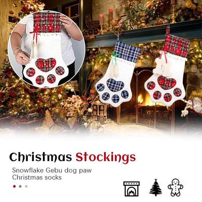 10Pcs 46x28CM Dog Paw Christmas Socks Christmas Socks Childr