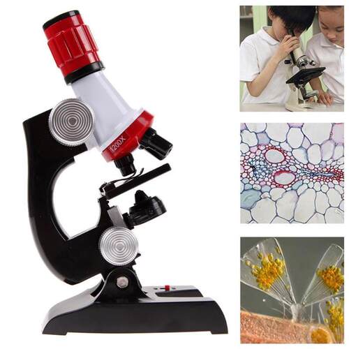 Kids Microscope Kit Science Lab LED 100-1200X Biological Mic