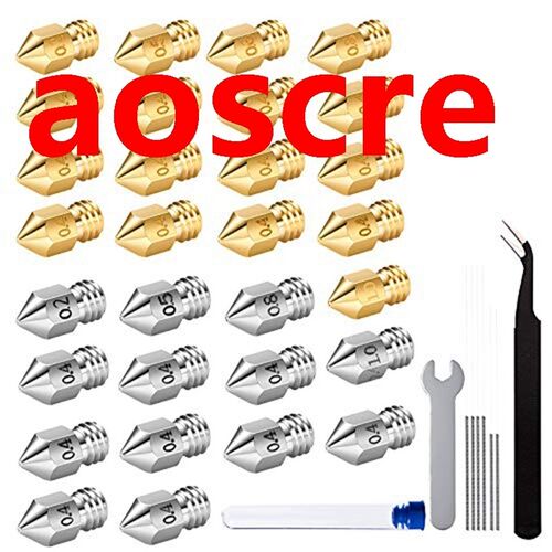 3D Printer Nozzle, 0.4Mm MK8 Nozzles, 30 Pieces Extruder Noz