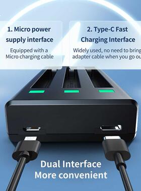 3 Slots USB Type C Charger with LED Indicator for Insta 360