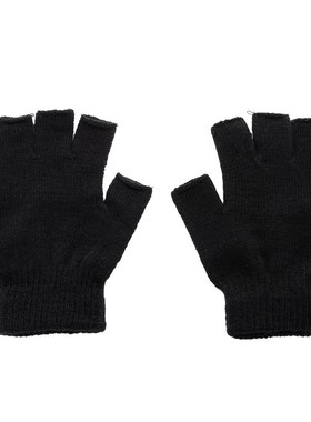 New Men Black Knitted Fingerless Gloves Autumn Winter Outdoo