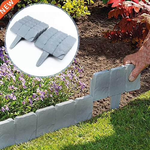 20Pcs Grey / Garden Fence Edging Cobbled Stone Effect DIY Pl