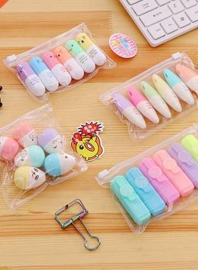 6pcs/bag Highlighter Colored Marker Pens Creative Design Pai