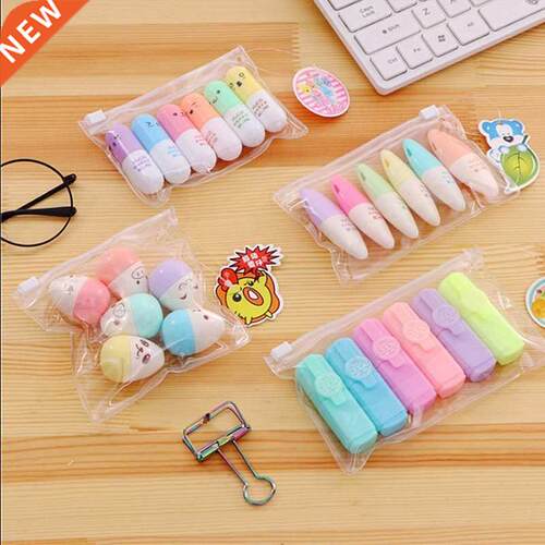 6pcs/bag Highlighter Colored Marker Pens Creative Design Pai