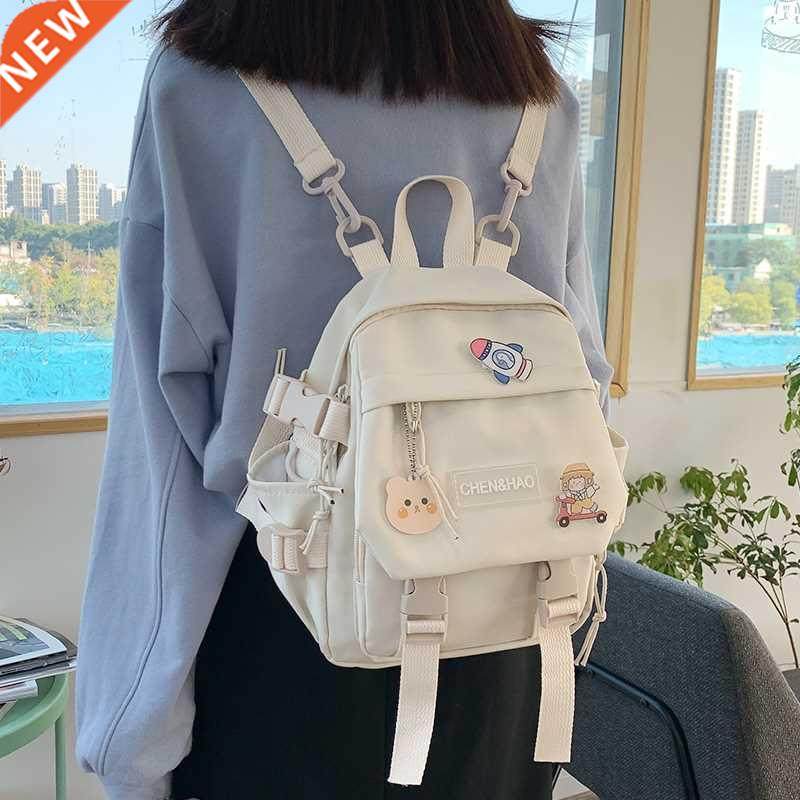 Small women's backpack girls school bag waterproof nylon