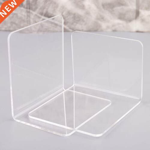 2Pcs L-Shaped Clear Acrylic ookends Desk Organizer Desktop