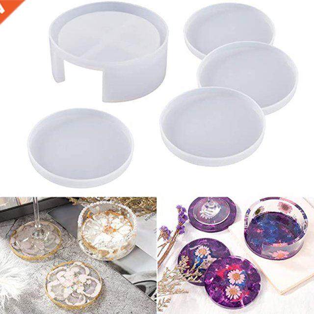 1PCS  Crystal Epoxy Resn Mold Round Coaster Box Storage