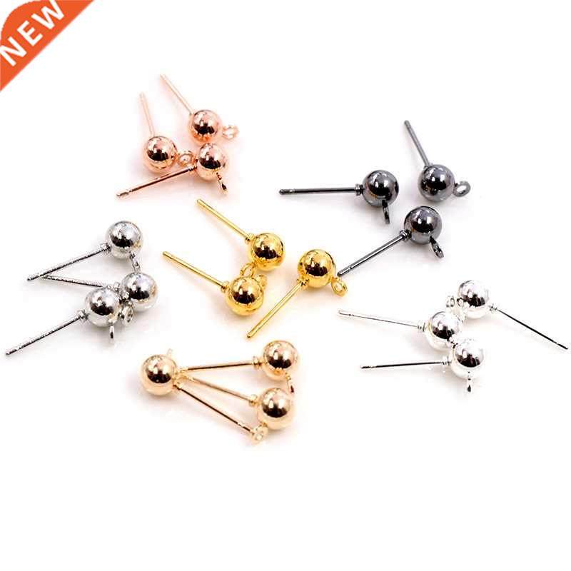 50pcs/lot 3/4/5mm 6 Colors Pin Findings Stud Earring Basic P