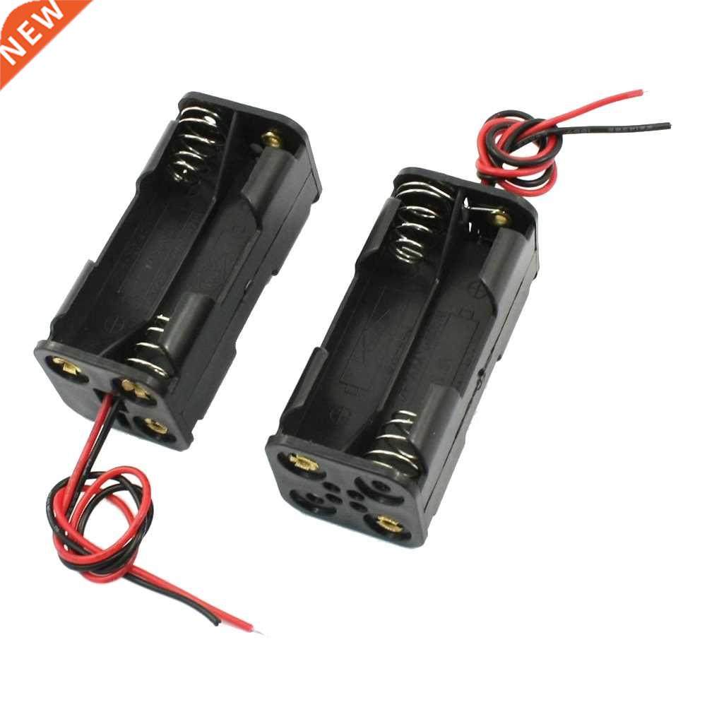 2pcs Black 2-Layers 4 x 1.5V AAA Battery Box w Wire Leads
