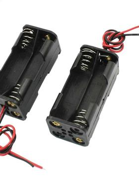 2pcs Black 2-Layers 4 x 1.5V AAA Battery Box w Wire Leads