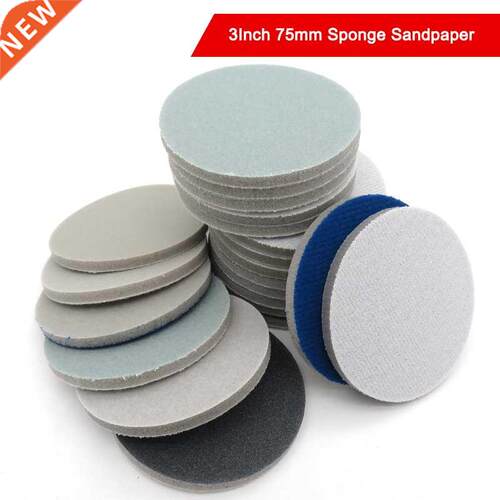 3 Inch 75mm Sponge Foam Sandpaper Disc 300-3000 Grit Back Ve