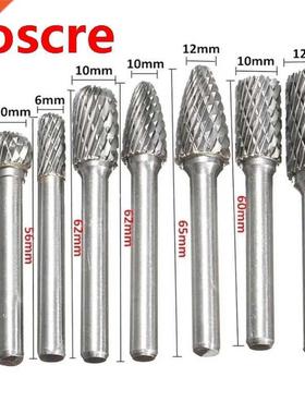 8Pcs/set 6mm-12mm Tungsten Carbide Burr Bit 6mm Shank CNC En