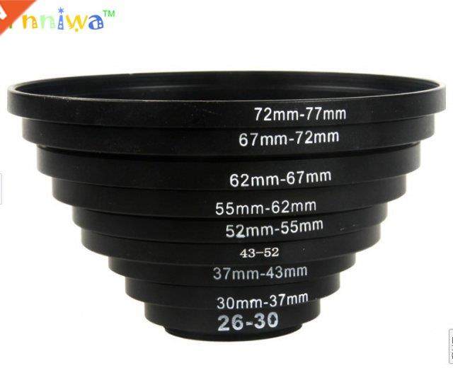 7pcs Metal Step Up Rings Lens Adapter Filter Set 49-52-55-58