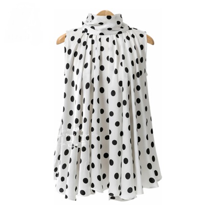 女士蝴蝶结圆点宽松无袖上衣