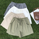 elastic casual waist shorts 女 Solid 纯色休闲松紧腰短裤 color