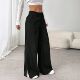 waist 中腰开叉宽松直筒长裤 slit straight Mid pants loose leg