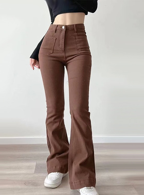 High elastic tight micro flare floor mop pants高弹微喇拖地裤