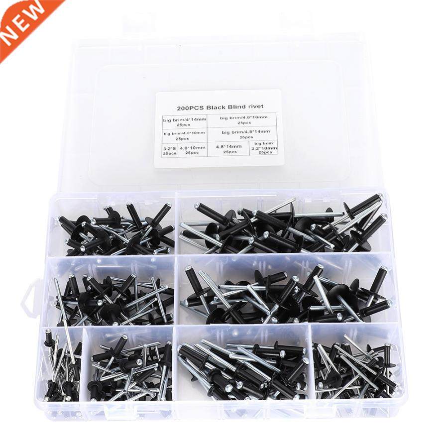 200pcs black blind rivet kit aluminum blind rivet fasteners