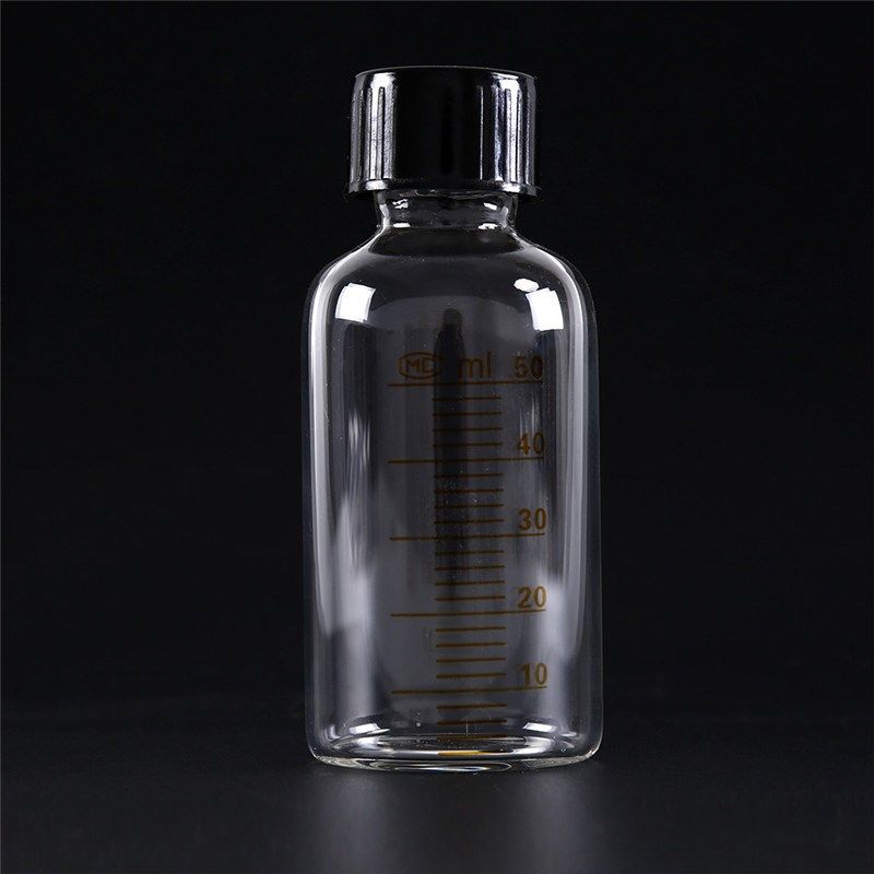 50ml sample vials round glass reagent bottle plastic black s