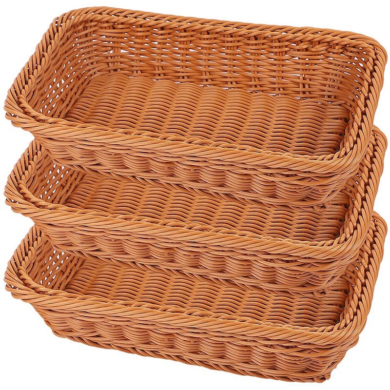3 packs rattan bread baskets of 12 inch, handmade woven pant