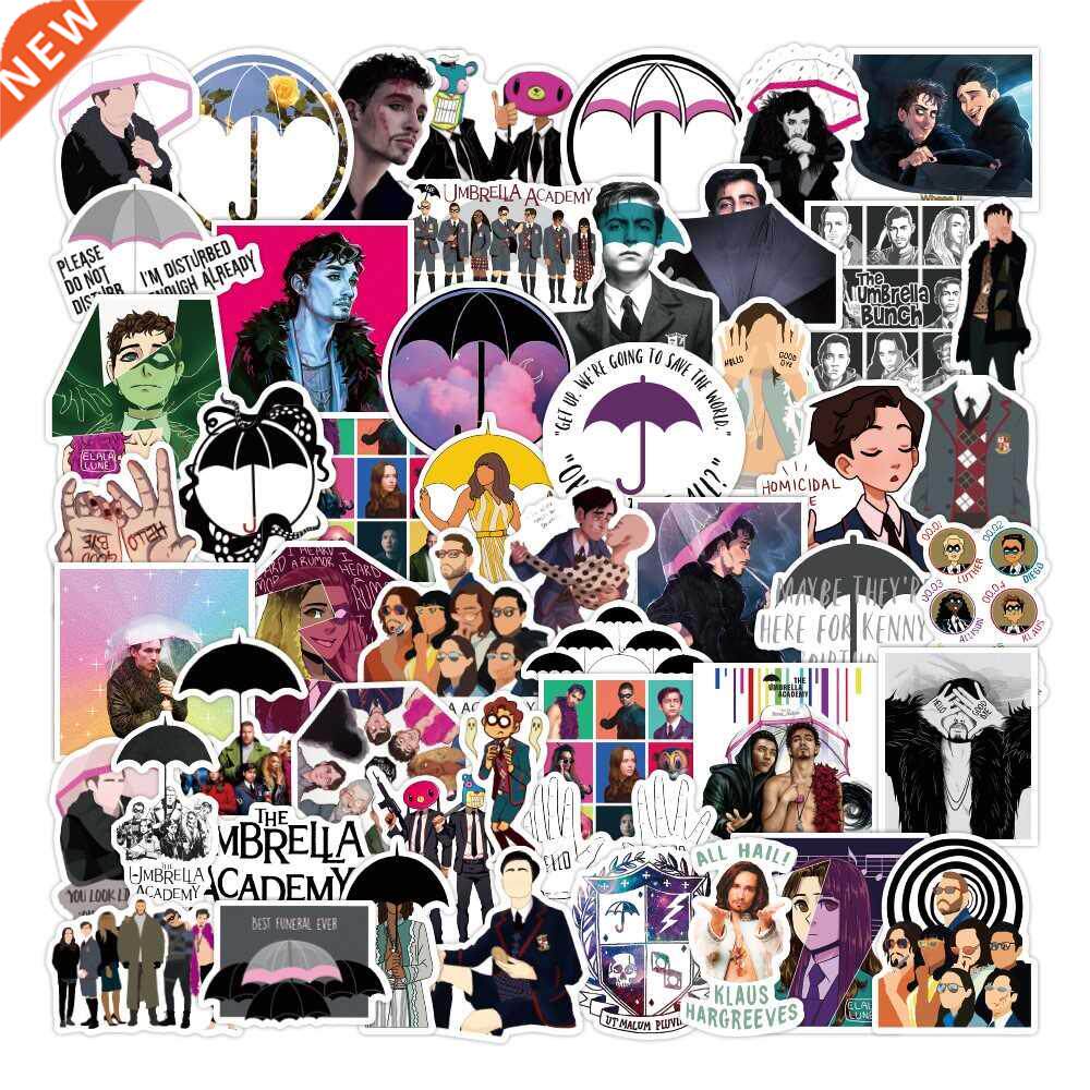 50pcs cute the umbrella academy style luggage stickers for