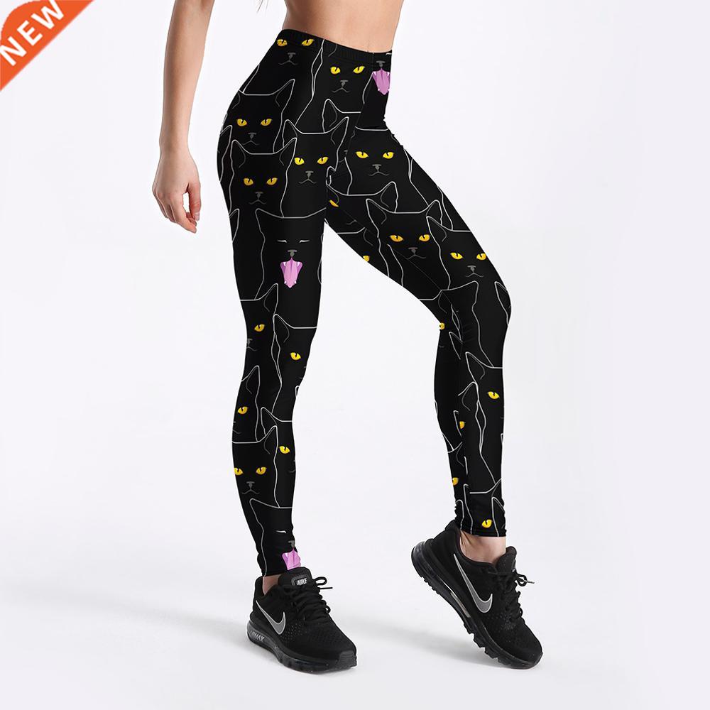 Summer Style Fitness Women Leggings Black Cute Cats Printed 数码相机/单反相机/摄像机 一次成像 原图主图