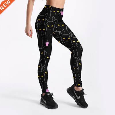 Summer Style Fitness Women Leggings Black Cute Cats Printed