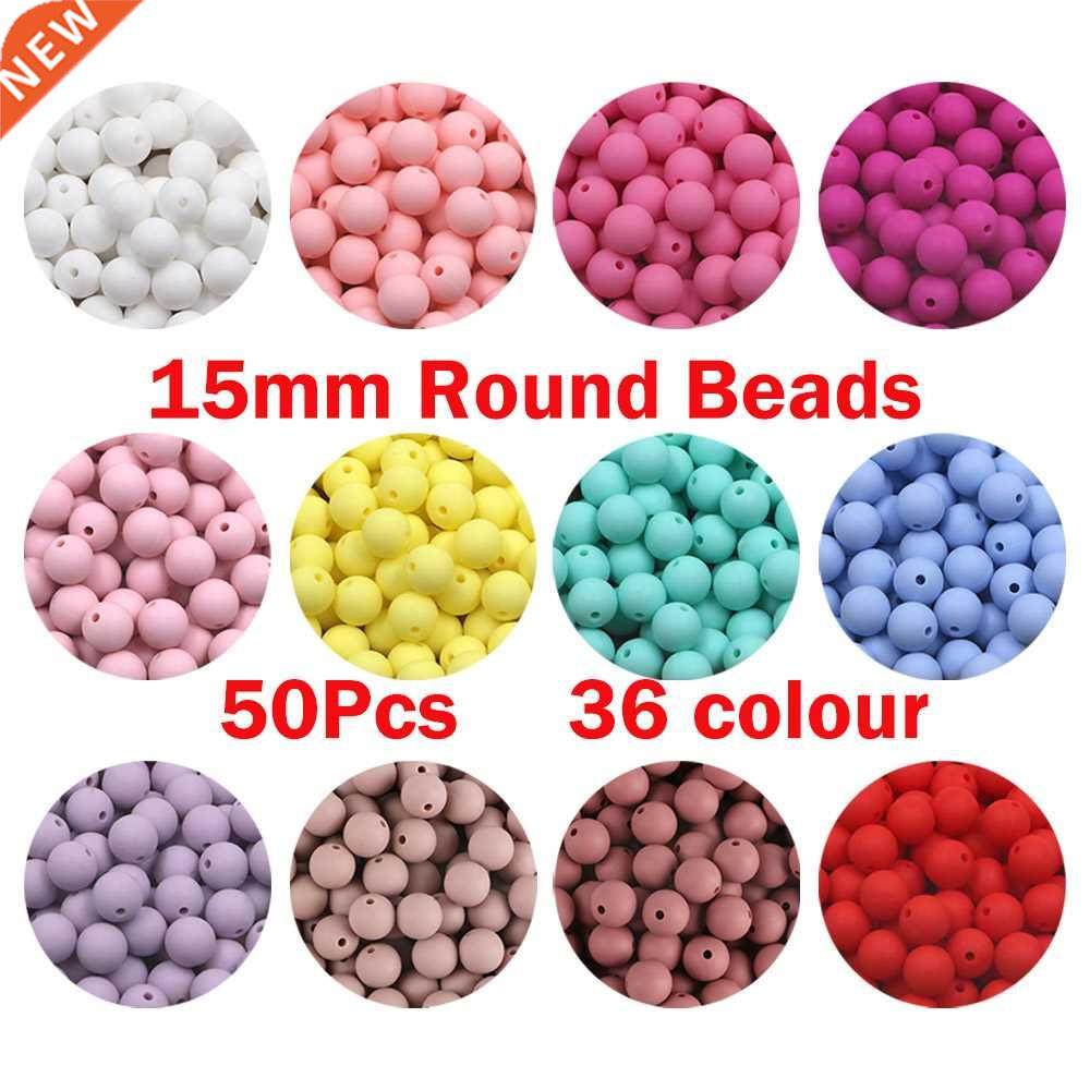 kovict 50pcs 15mm silicone beads safe teether round baby tee
