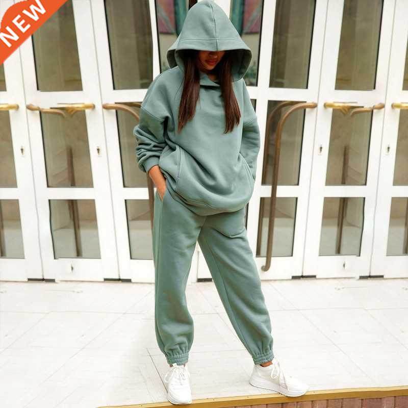 2021 autumn winter two piece set women casual fleece warm so