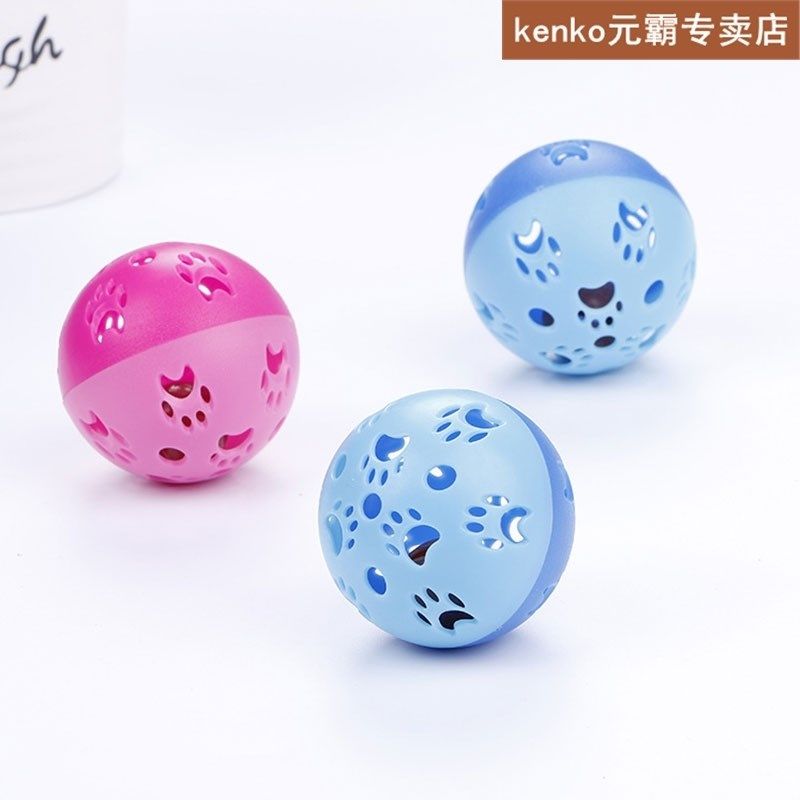1pc cat bell toy durable candy color paw print hollowed-out