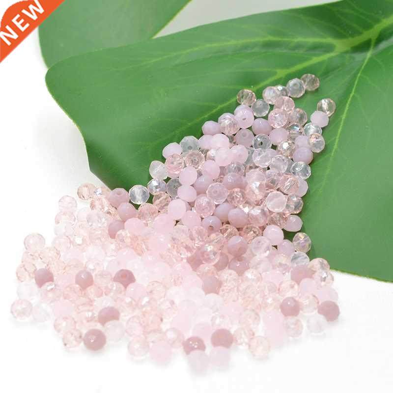 bright pink multicolor 4/6mm diameter rondelle faceted cryst