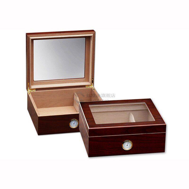 GLASS TOP HUMDOR WOOD SPANSH CEDAR CGAR STORAGE HUMDOR