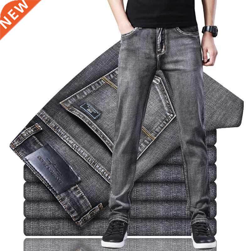 2022 new men stretch regular fit jeans business casual class
