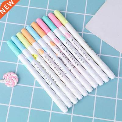 5Pcs Colorful Candy Color Double-end Highlighters Markers Fl