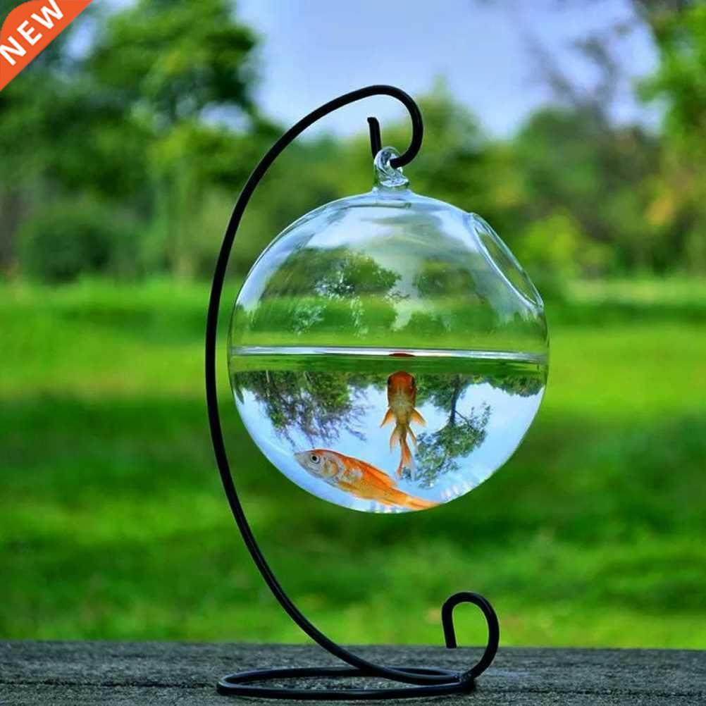 round shape hanging glass aquarium fish bowl fish tank rack