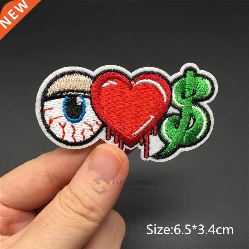 red ghost heart patches for clothing embroidered iron on bad