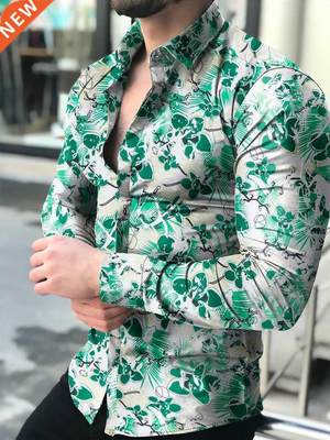 Camisas florales de manga larga de Oto?o de 2021 para hombre