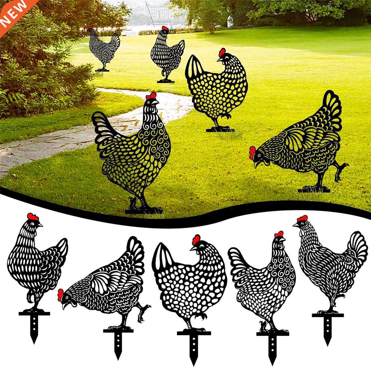 1pc exterior metal hen chicken pecking farm animal garden st
