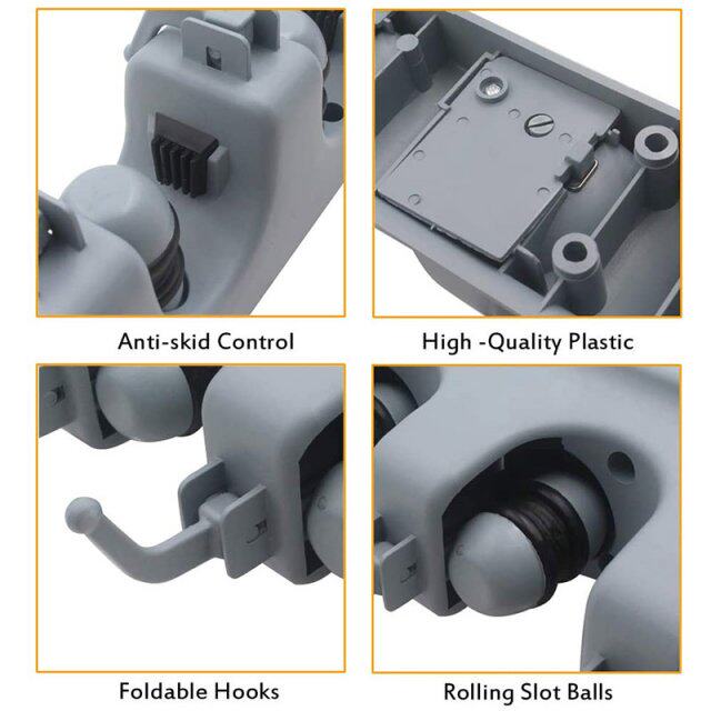 2 PACK BROOM AND MOP HOLDER WALL MOUNTED 5 POSTON 6 HOOKS