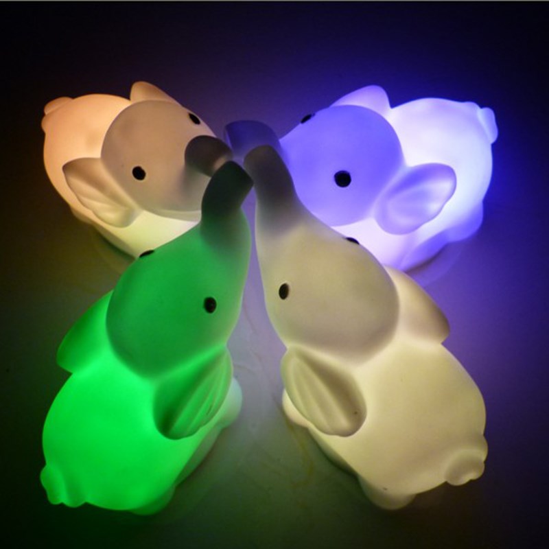 1pcs cute led night light lamp mini elephant shape colorful
