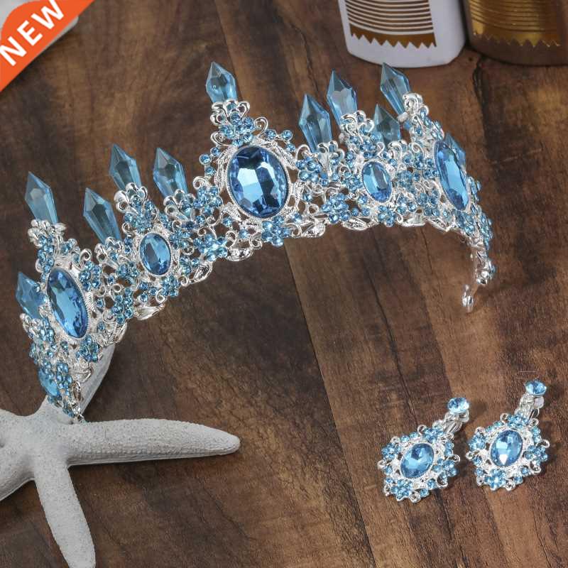 2020 New Arrival Charming Blue Crystal Bridal Tiaras Crown M