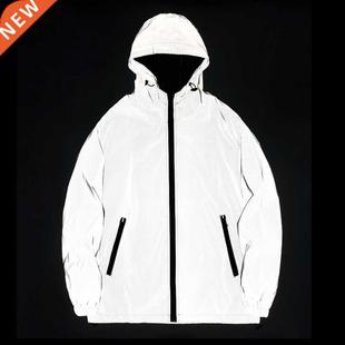 Windbreaker fabric Double Jackets Hooded Reflective Night