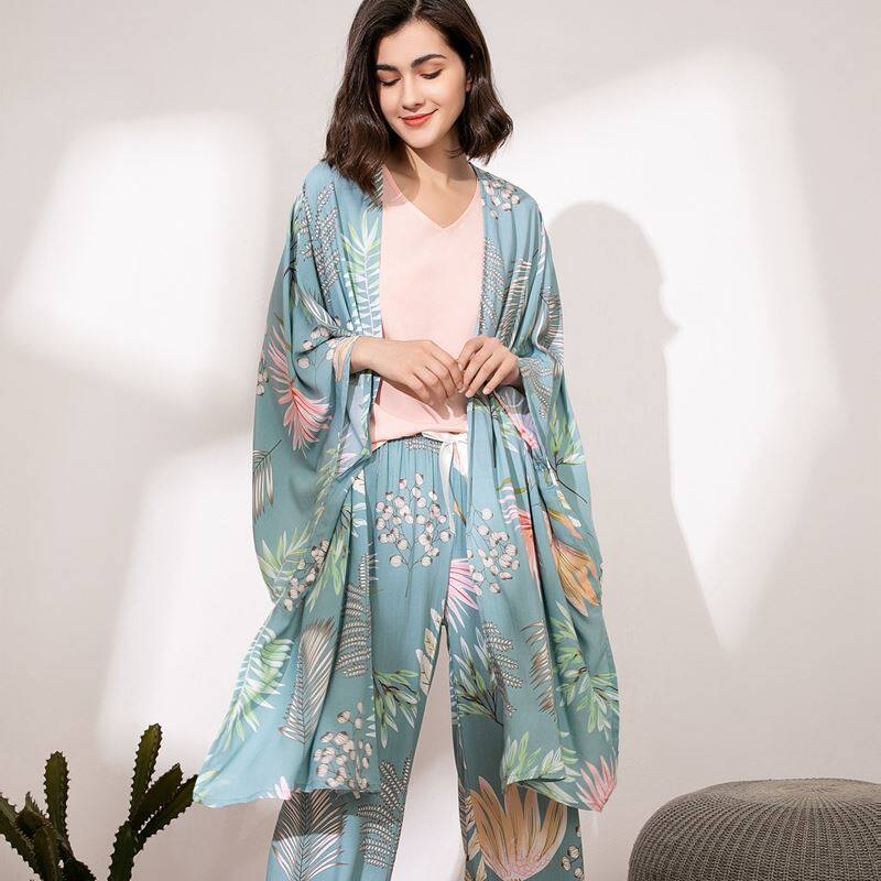 JULYS SONG 4 PECE SPRNG SUMMER WOMEN PAJAMAS SETS FLORA